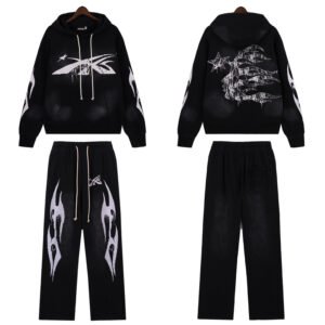 Hell Star Men Cotton Tracksuit Sweatshirt Set Bold Graphic_8202