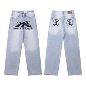 Hell Star Light Gray Elastic Denim Jeans-D02