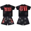 Hell Star Men Trendy Short Set Tshirt Shorts Daily Street